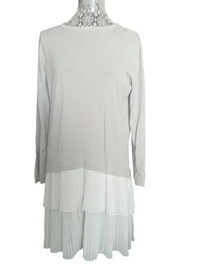 VIVIAN SHYU Pleated Hems &. Knit Top In Dove & White